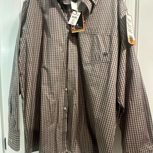 Ariat Men's Taupe and Dark Brown Plaid Button-Down Shirt